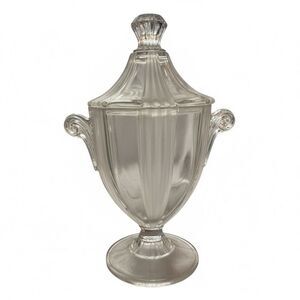 Vintage Fostoria Glass Sunray Silver Mist Candy Jar